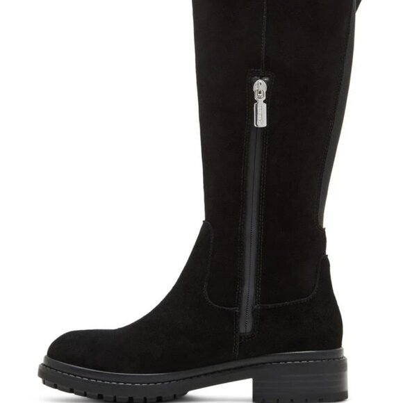 Reagan Waterproof Knee High Lug Boot in Black Suede 7.5 - Picture 3 of 14
